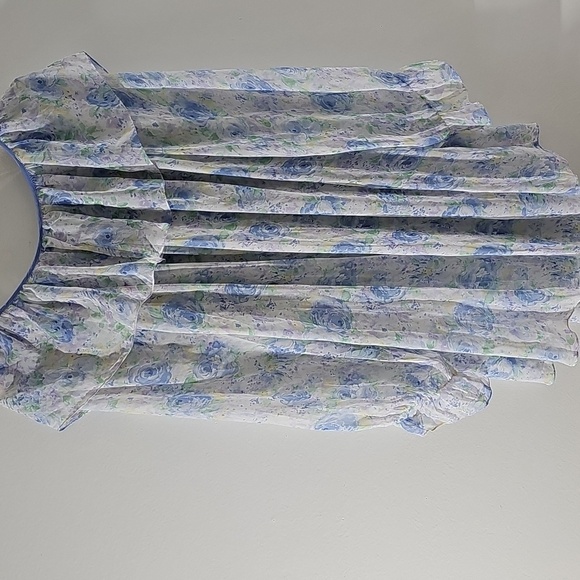 Vintage Y2K Floral Sheer Blouse with Ruffle Detail Long Sleeve. Sz Large - Picture 6 of 9